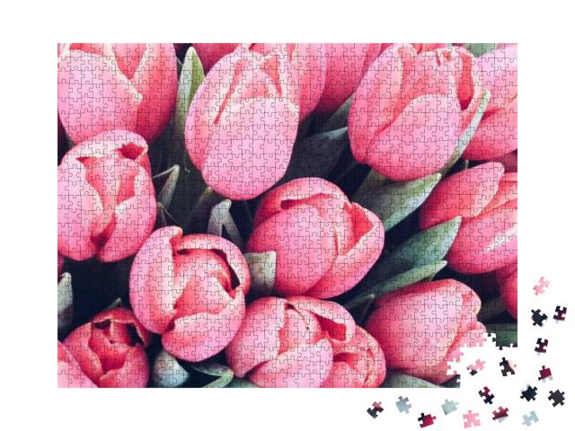 Spring Tulips Floral Tulip Bunch... Jigsaw Puzzle with 1000 pieces