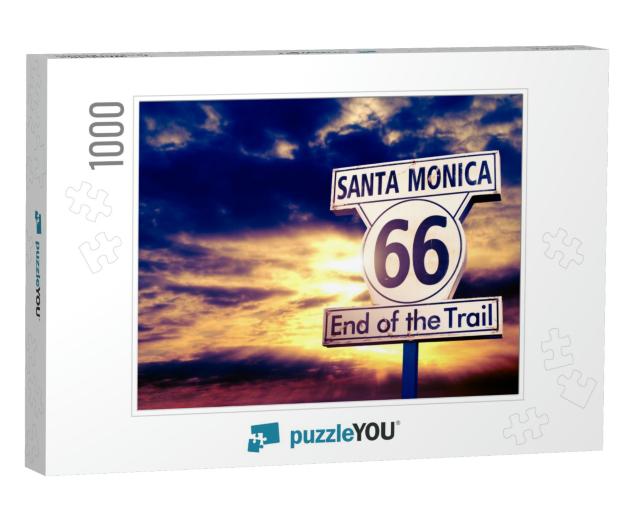 66 Historic Route Sign At Sunset... Jigsaw Puzzle with 1000 pieces