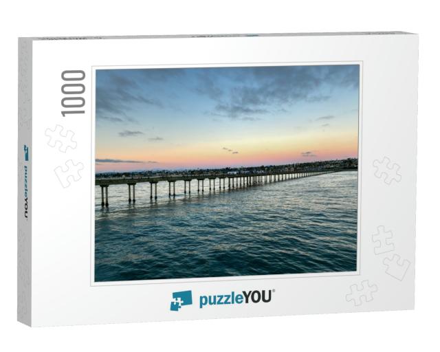 Sunset by the Ocean Beach Pier in San Diego, California... Jigsaw Puzzle with 1000 pieces