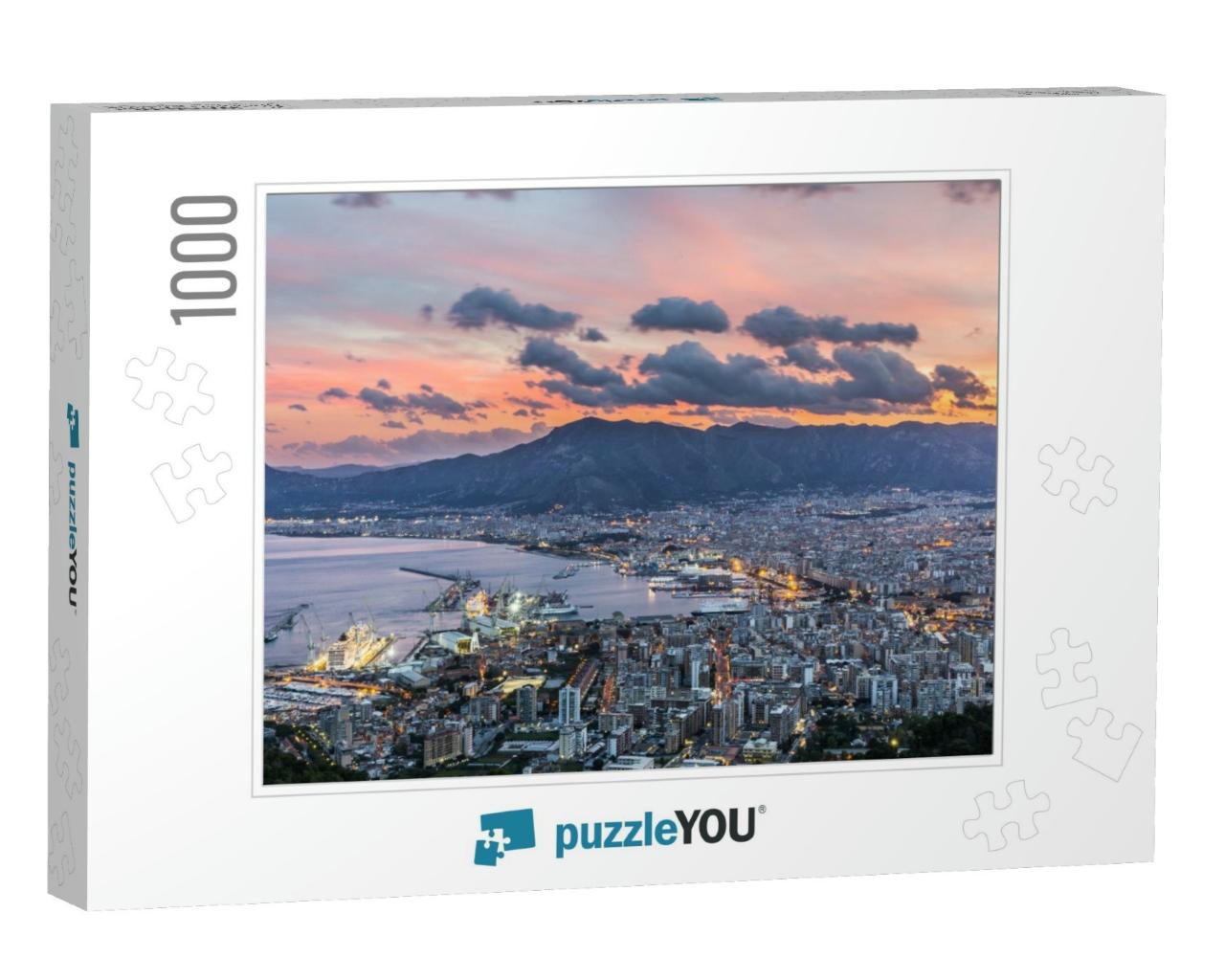 Aerial View of Palermo At Sunset, Italy... Jigsaw Puzzle with 1000 pieces