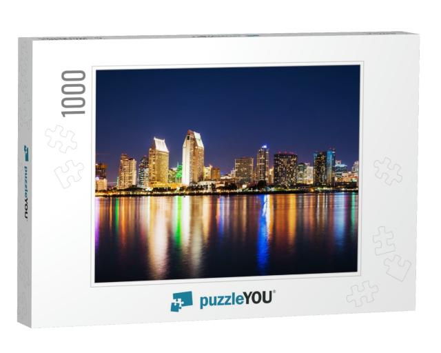 San Diego Downtown Seen from Coronado At Night, Californi... Jigsaw Puzzle with 1000 pieces