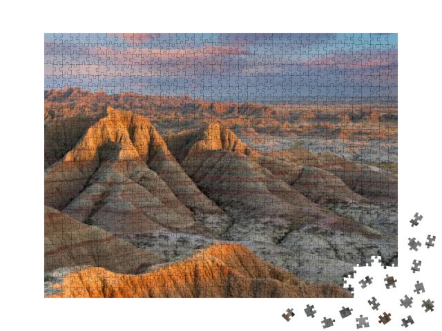 Sunset Over the Badlands from Panorama Point At Badlands... Jigsaw Puzzle with 1000 pieces