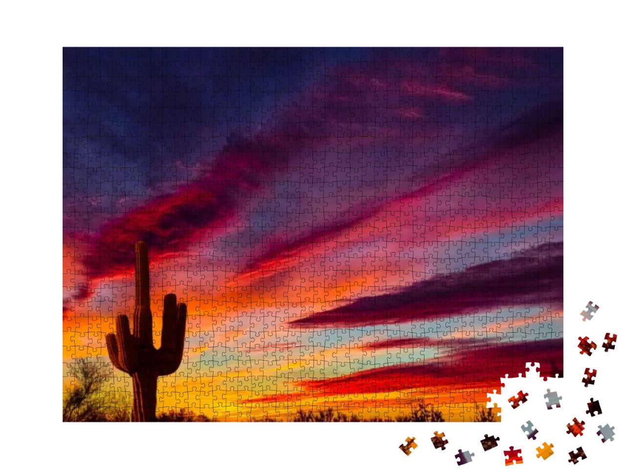 Arizona Saguaro Cactus Sunset... Jigsaw Puzzle with 1000 pieces