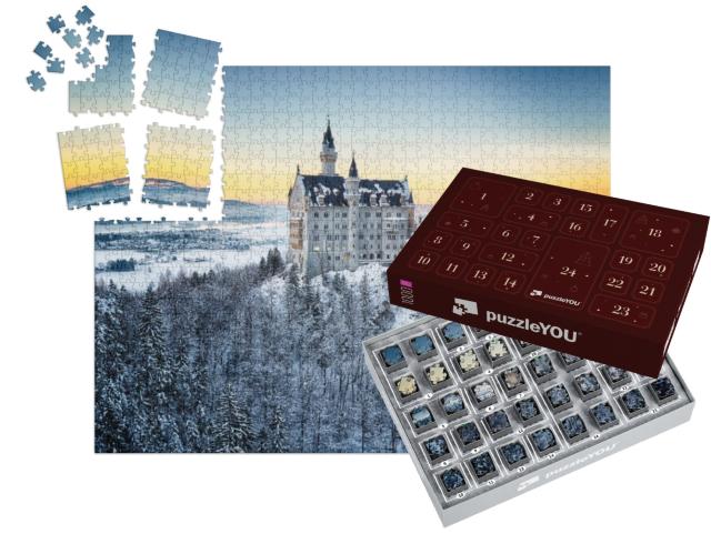 Neuschwanstein Castle At Sunset in Winter Landscape. Germ... | Advent Calendar Jigsaw Puzzle