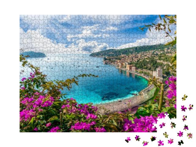 Aerial View of French Riviera Coast with Medieval Town Vi... Jigsaw Puzzle with 1000 pieces