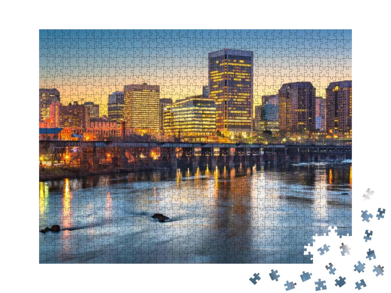 Richmond, Virginia, USA Downtown Skyline on the James Rive... Jigsaw Puzzle with 1000 pieces