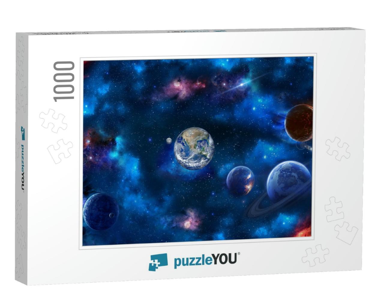 Space Scene with Planets, Stars & Galaxies. Height Resolu... Jigsaw Puzzle with 1000 pieces