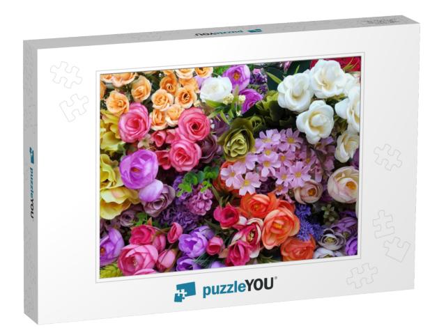 Irregularly Placed Flowers in Various Colors... Jigsaw Puzzle