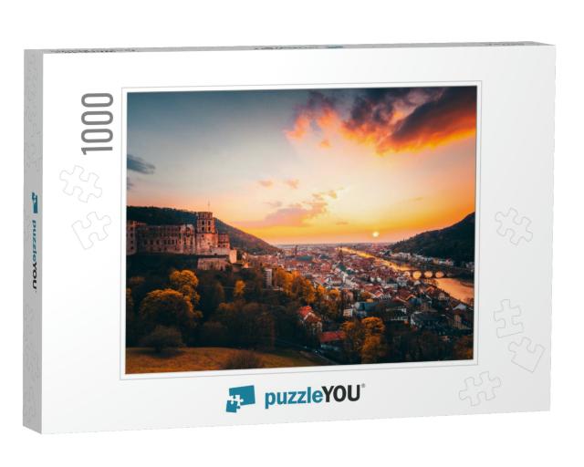 View Over Heidelberg, Germany. with Castle & Great Sunset... Jigsaw Puzzle with 1000 pieces