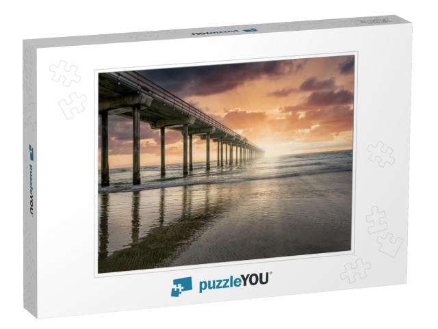 Scripps Pier At Sunset - La Jolla San Diego, California... Jigsaw Puzzle