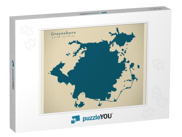 Modern City Map - Greensboro North Carolina City of the U... Jigsaw Puzzle