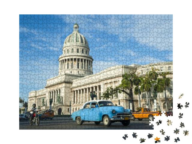 Brightly Colored Classic American Cars Serving as Taxis P... Jigsaw Puzzle with 1000 pieces