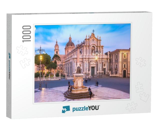 Piazza Duomo in Catania with the Cathedral of Santa Agath... Jigsaw Puzzle with 1000 pieces