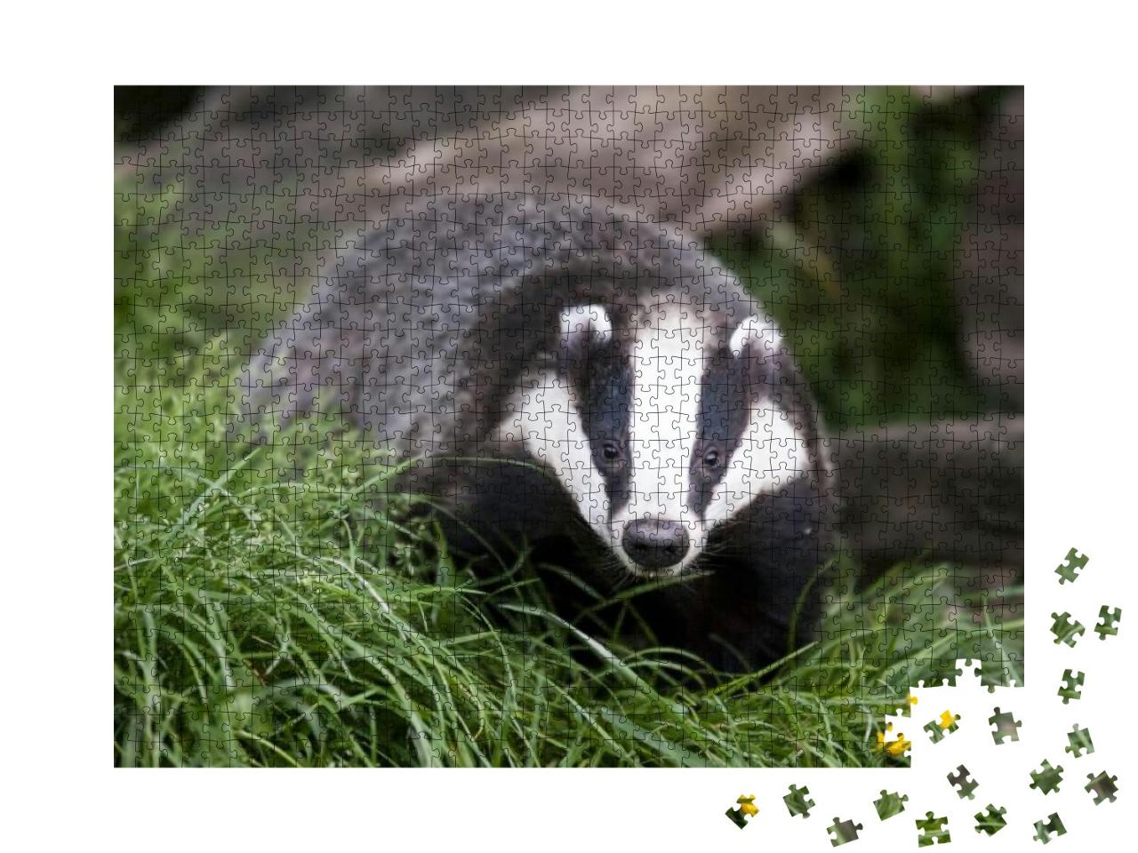The European Badger Also Called Eurasian Badger & is or W... Jigsaw Puzzle with 1000 pieces