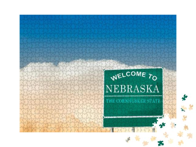 Nebraska, Welcome Road Sign... Jigsaw Puzzle with 1000 pieces
