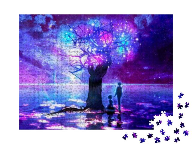 Digital Watercolor Illustration of a Magic Tree Made of S... Jigsaw Puzzle with 1000 pieces