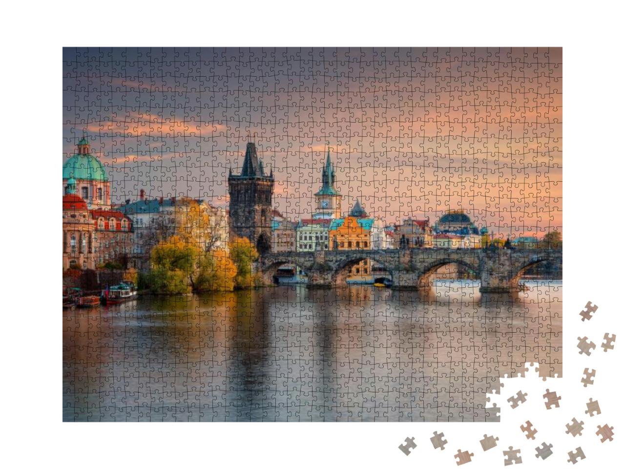 Prague, Czech Republic. Cityscape Image of Famous Charles... Jigsaw Puzzle with 1000 pieces