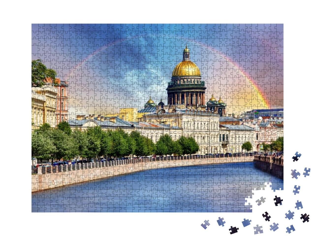 Saint Isaac Cathedral Across Moyka River, St Petersburg... Jigsaw Puzzle with 1000 pieces