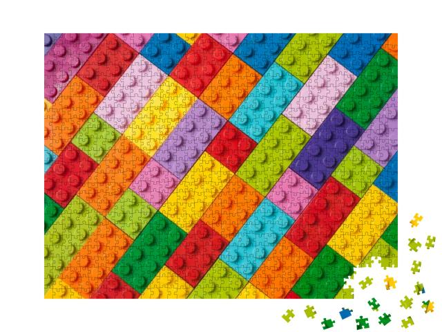 Many Toy Blocks in Different Colors Making Up One Large S... Jigsaw Puzzle with 1000 pieces