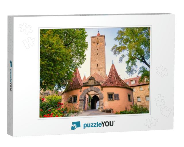 The Burgtor Castle Gate in Rothenburg Ob Der Tauber. Germ... Jigsaw Puzzle