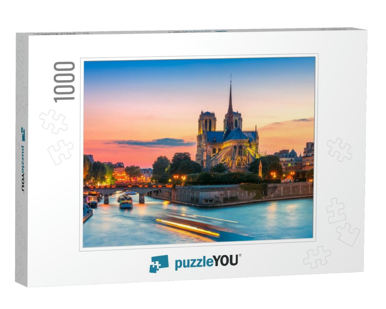 Picturesque Cityscape of Cathedral of Notre Dame De Paris... Jigsaw Puzzle with 1000 pieces