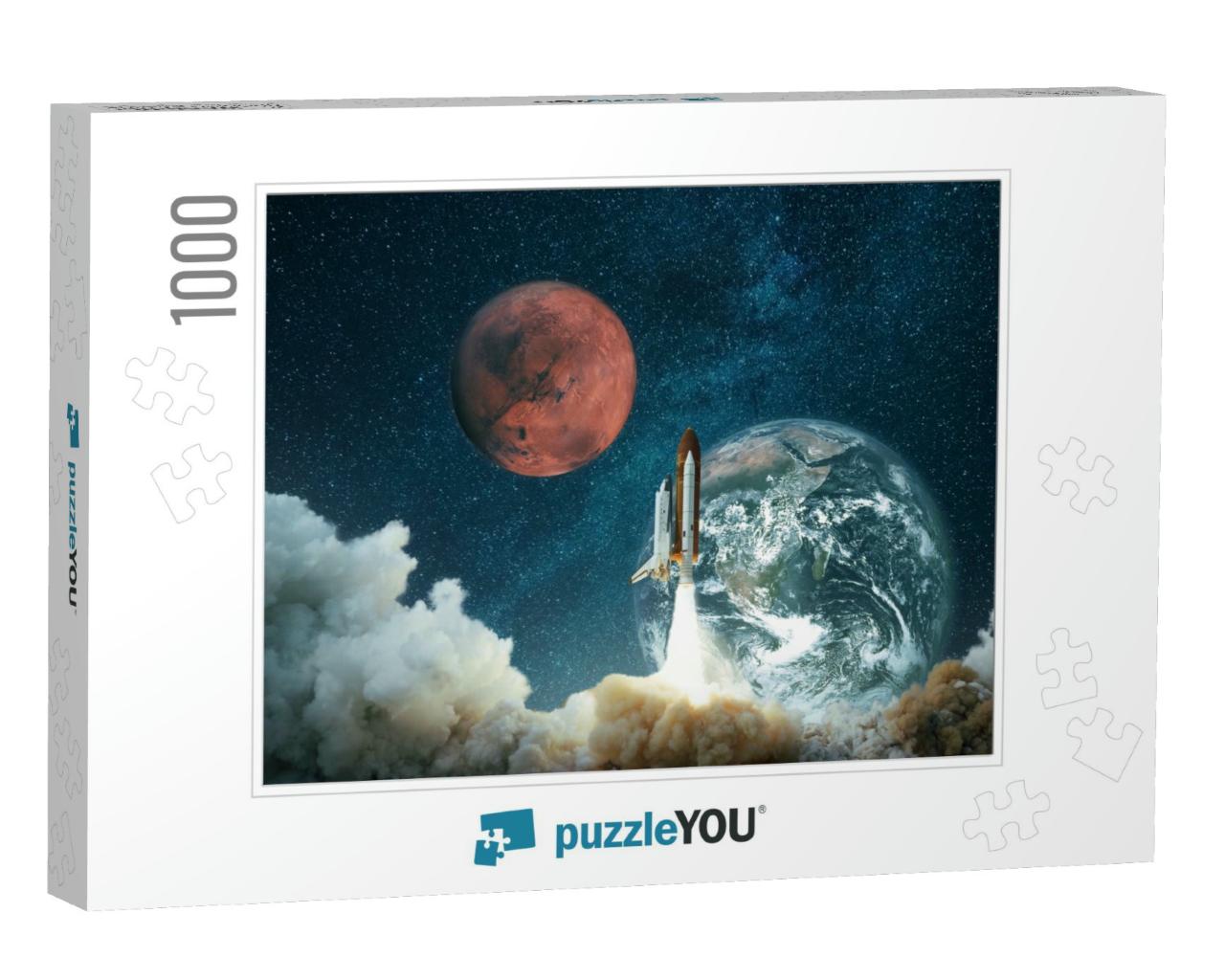 Spacecraft Takes Off Into the Starry Sky with the Planet... Jigsaw Puzzle with 1000 pieces