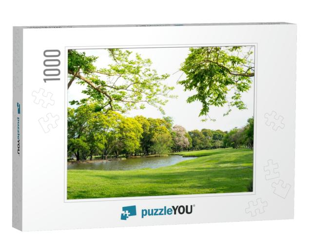 Scenic View of the Park in the Center of the Big City in... Jigsaw Puzzle with 1000 pieces