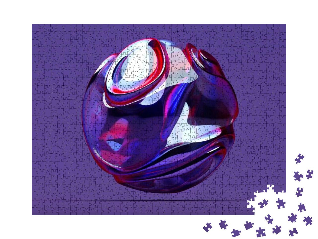 3D Render of Abstract Art 3D Ball in Organic Curve Round... Jigsaw Puzzle with 1000 pieces