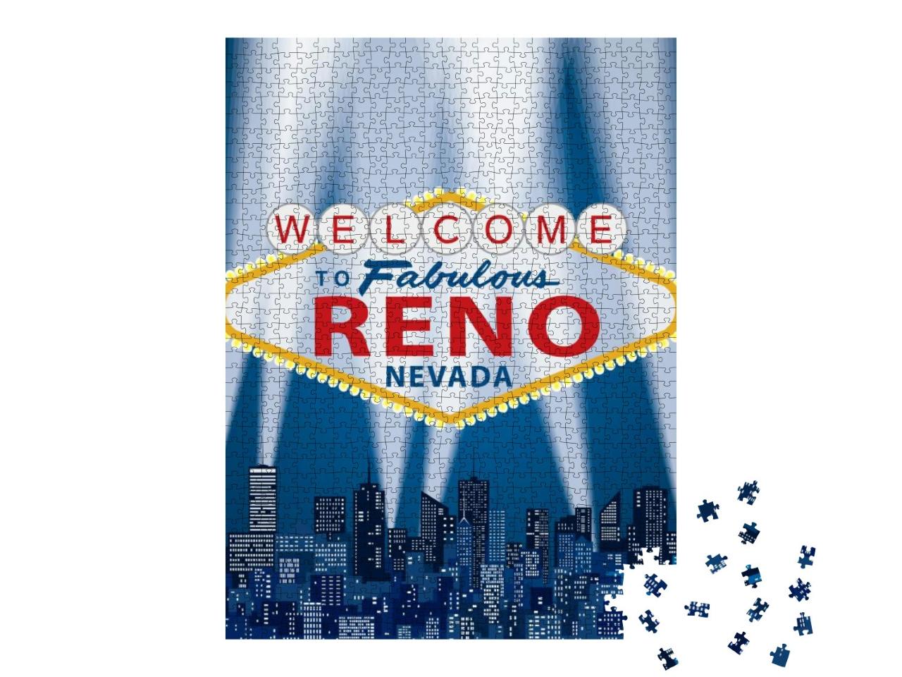 Vector Illustration of Famous Sign of Las Vegas with Reno... Jigsaw Puzzle with 1000 pieces