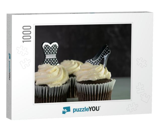 Chocolate Cupcakes with White Swirled Frosting Dec... Jigsaw Puzzle with 1000 pieces