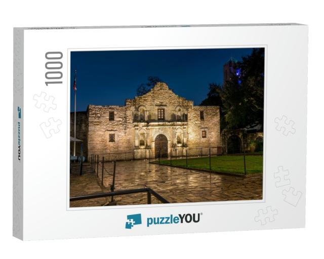 View of the Alamo Mission in San Antonio At Night with Ca... Jigsaw Puzzle with 1000 pieces