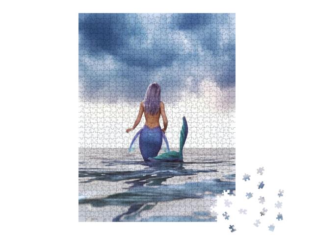 3D Fantasy Mermaid in Mythical Sea, Fantasy Fairy Tale of... Jigsaw Puzzle with 1000 pieces