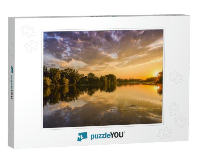 Loire River At Sunset, Colorful Picture of the River Loir... Jigsaw Puzzle