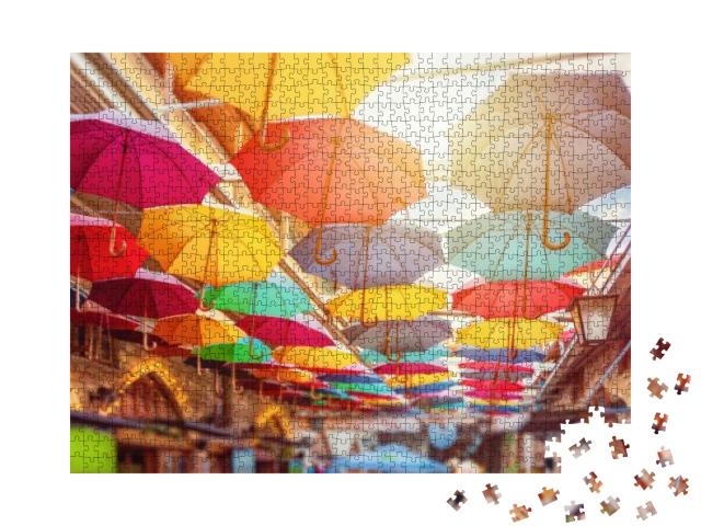 Limassol, Cyprus - 10. 10. 2019 Umbrellas in Limassol Cen... Jigsaw Puzzle with 1000 pieces