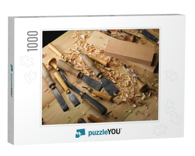 Carpenter Wood Carving Equipment. Woodworking, Craftsmans... Jigsaw Puzzle with 1000 pieces