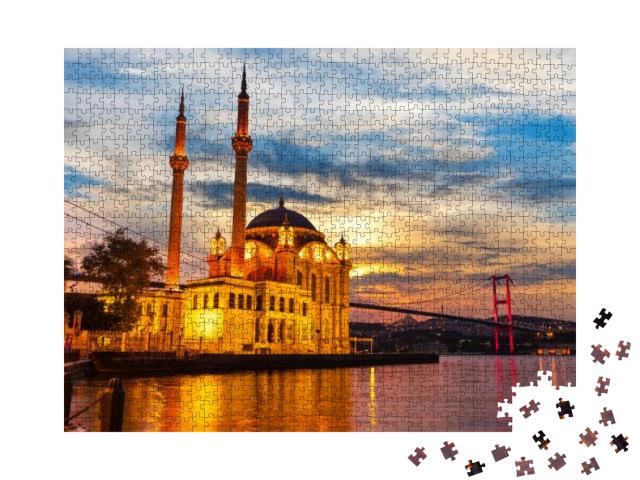 A Grand Imperial Mosque of Istanbul & the Bosphorus Bridg... Jigsaw Puzzle with 1000 pieces