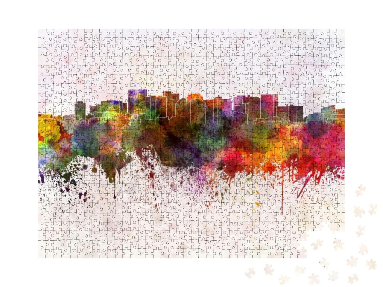 Oakland Skyline in Watercolor Background... Jigsaw Puzzle with 1000 pieces