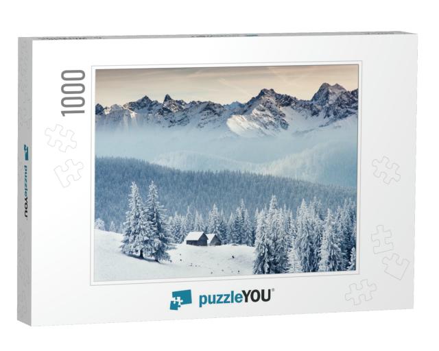 Fantastic Winter Landscape. Dramatic Overcast Sky. Creati... Jigsaw Puzzle with 1000 pieces