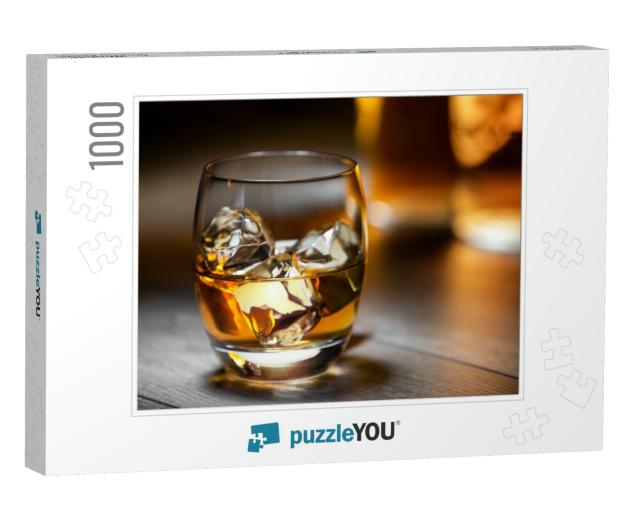 Elegant & Refreshing Glass of Scotch Bourbon Whisky on Ic... Jigsaw Puzzle with 1000 pieces