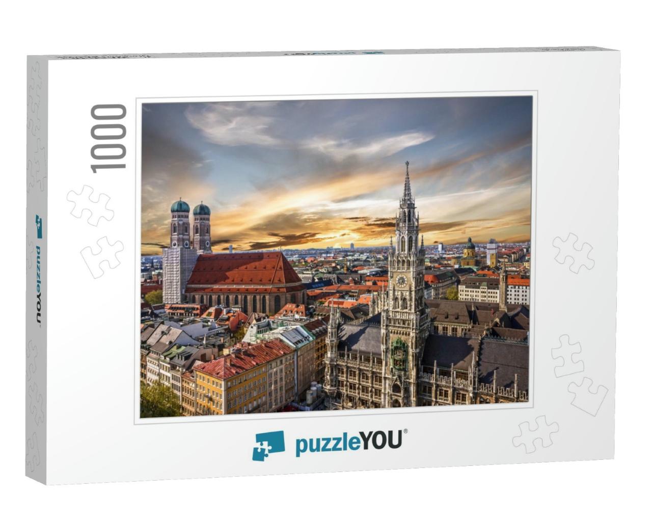 Munich Sunset Panoramic Architecture, Bavaria, Germany. F... Jigsaw Puzzle with 1000 pieces