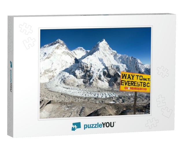 Signpost Way to Mount Everest B. C. & Mount Everest, Lhot... Jigsaw Puzzle