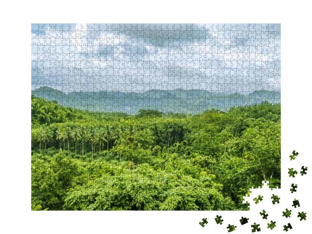 View of Mountain with Fog in Raining Season, Form Balcony... Jigsaw Puzzle with 1000 pieces