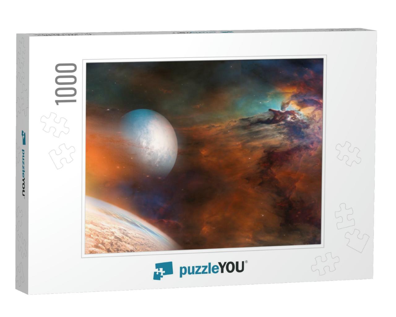 Landscape of Planet, Sunrise & Earth View from Space. Ele... Jigsaw Puzzle with 1000 pieces