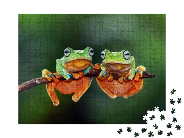 Tree Frog, Flying Tree Frog on Branch... Jigsaw Puzzle with 1000 pieces