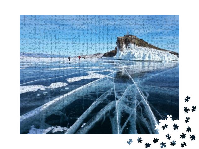 Frozen Lake Baikal. a Group of Tourists Came on an Excurs... Jigsaw Puzzle with 1000 pieces