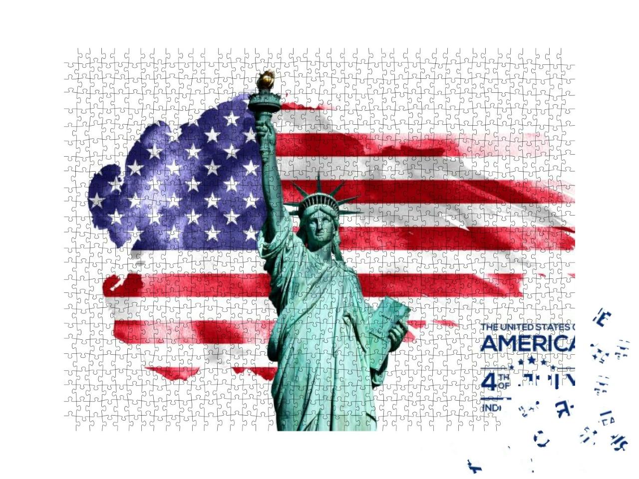4th of July, Happy Independence Day Poster 3D Illustratio... Jigsaw Puzzle with 1000 pieces