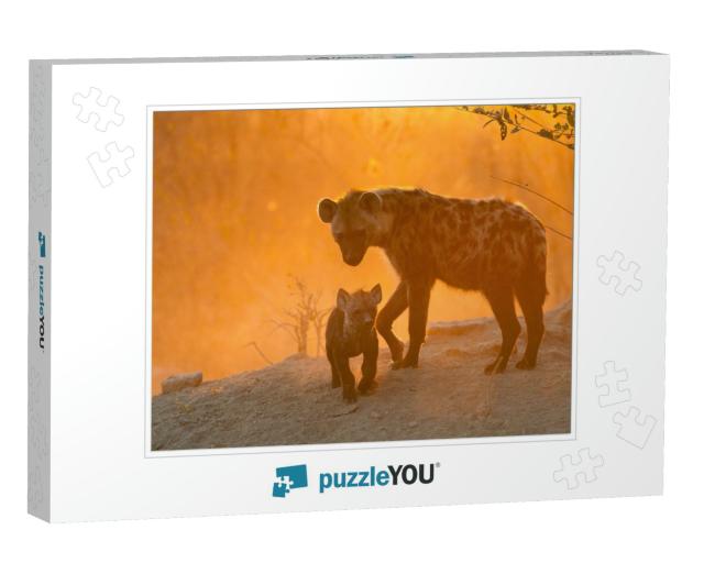 Adult Hyena & Cubs At Den... Jigsaw Puzzle