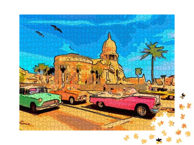 Vacation in the Tropics on an Island in Cuban Havana with... Jigsaw Puzzle with 1000 pieces