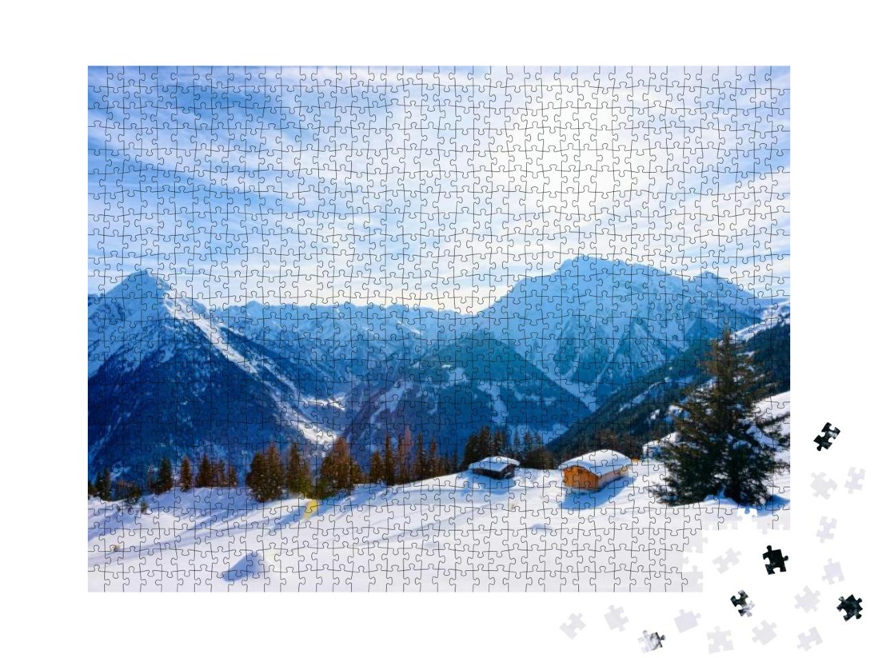 Panorama of Ski Resort Town Mayrhofen with Chalet Houses... Jigsaw Puzzle with 1000 pieces