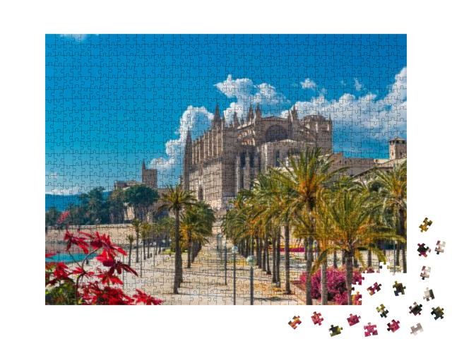 Landscape with Cathedral La Seu in Palma De Mallorca Isla... Jigsaw Puzzle with 1000 pieces